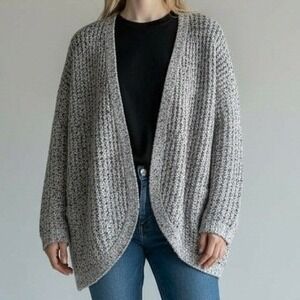 Kensie Cardigan Women Medium‎ Gray Casual Workwear Preppy Open Winter Grannycore